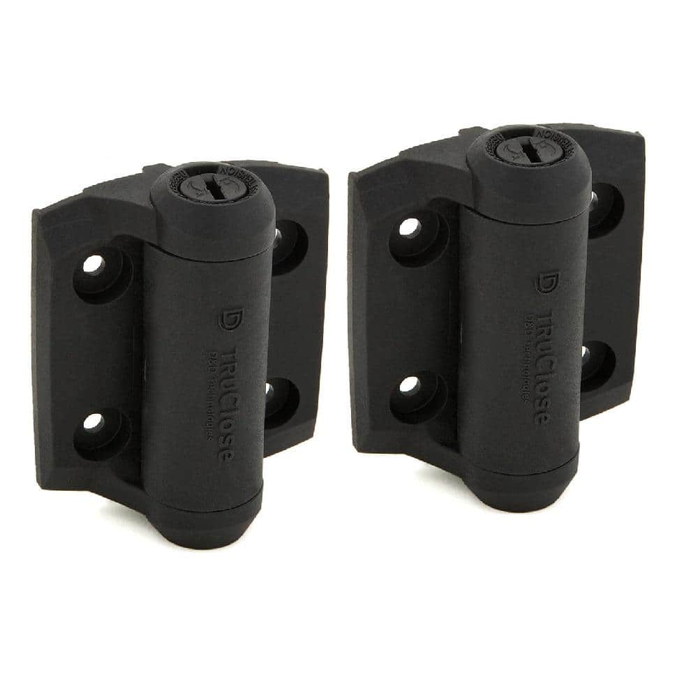 Tru-Close D&D 2-7/8 in. x 3-3/4 in. Black Self-Closing Metal Gate Hinge (2-Pack)