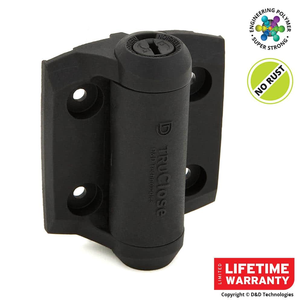Tru-Close D&D 2-7/8 in. x 3-3/4 in. Black Self-Closing Metal Gate Hinge (2-Pack)