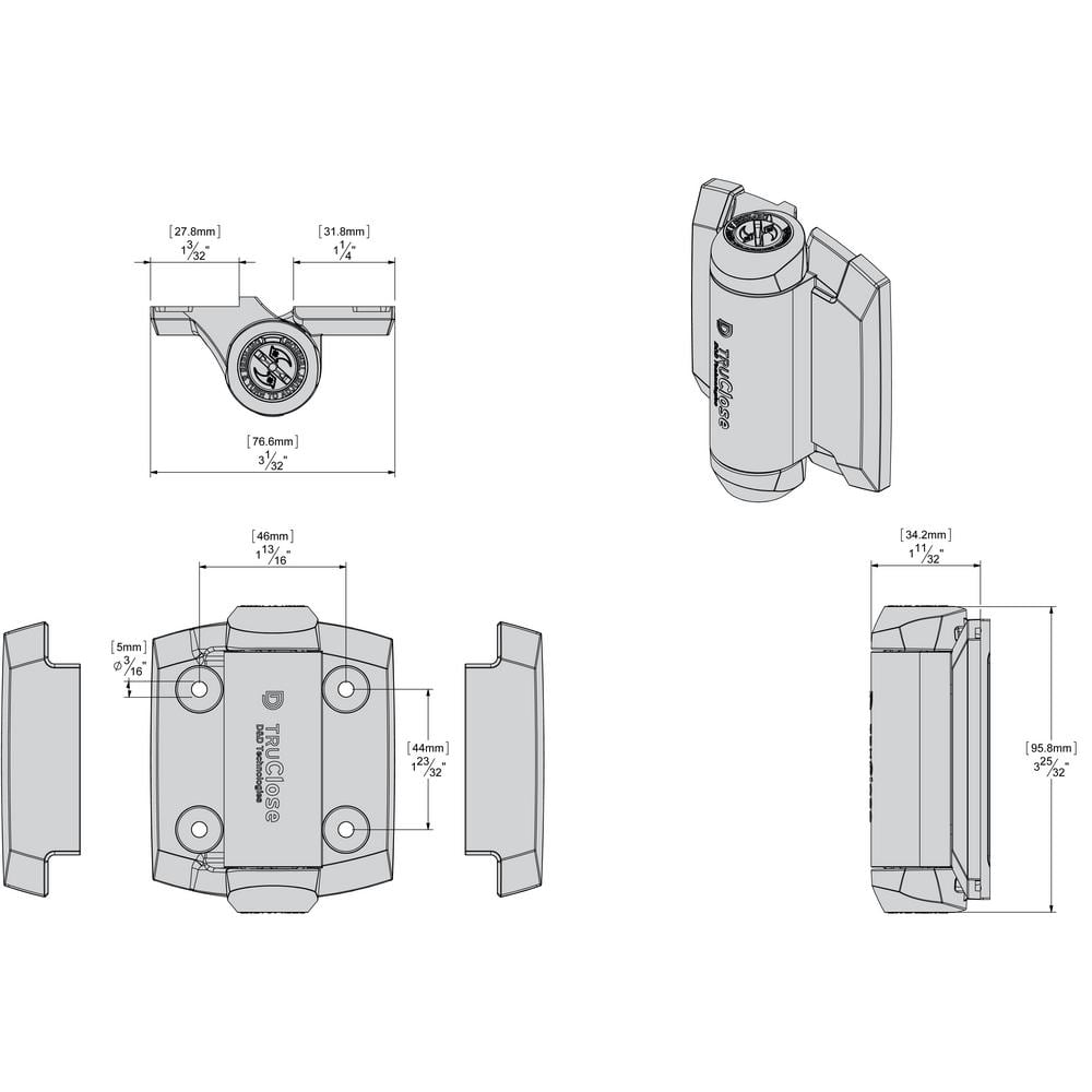 Tru-Close D&D 2-7/8 in. x 3-3/4 in. Black Self-Closing Metal Gate Hinge (2-Pack)