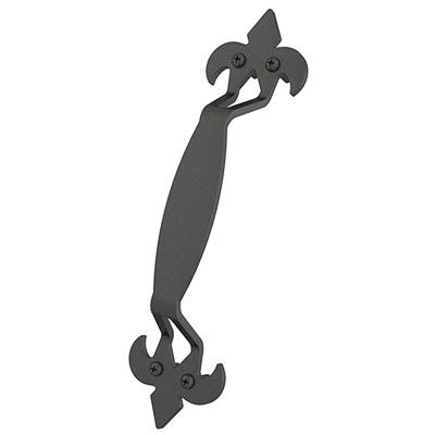 U.S. Futaba Fleur-de-Lys Steel Barn Door Handle, 205 mm CC, 275.9 mm L, Matte Black, Oil Rubbed Bronze or Satin Nickel Powder-Coated Finish - image 1
