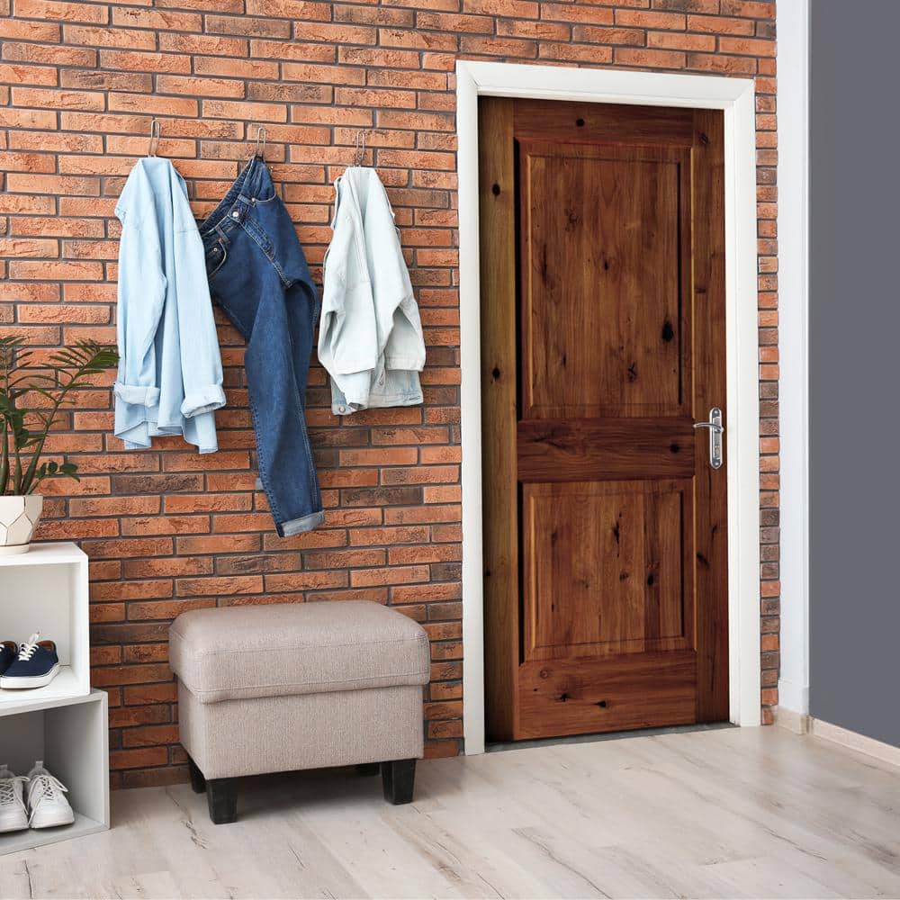 Krosswood Doors 32 in. x 80 in. Rustic Knotty Alder 2-Panel Square Top Solid Wood Stainable Interior Door Slab