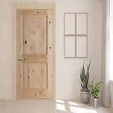 Krosswood Doors 32 in. x 80 in. Rustic Knotty Alder 2-Panel Square Top Solid Wood Stainable Interior Door Slab