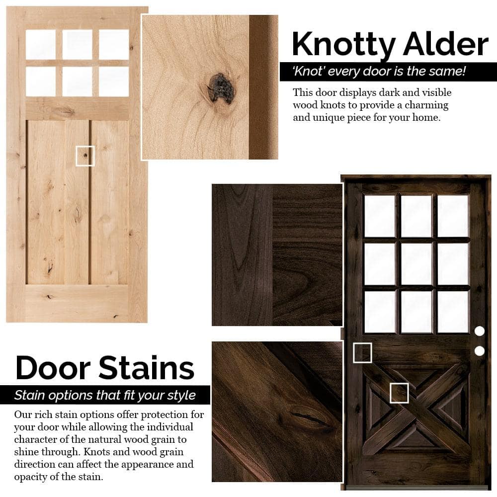 Krosswood Doors 32 in. x 80 in. Rustic Knotty Alder 2-Panel Square Top Solid Wood Stainable Interior Door Slab