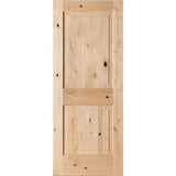 Krosswood Doors 32 in. x 80 in. Rustic Knotty Alder 2-Panel Square Top Solid Wood Stainable Interior Door Slab