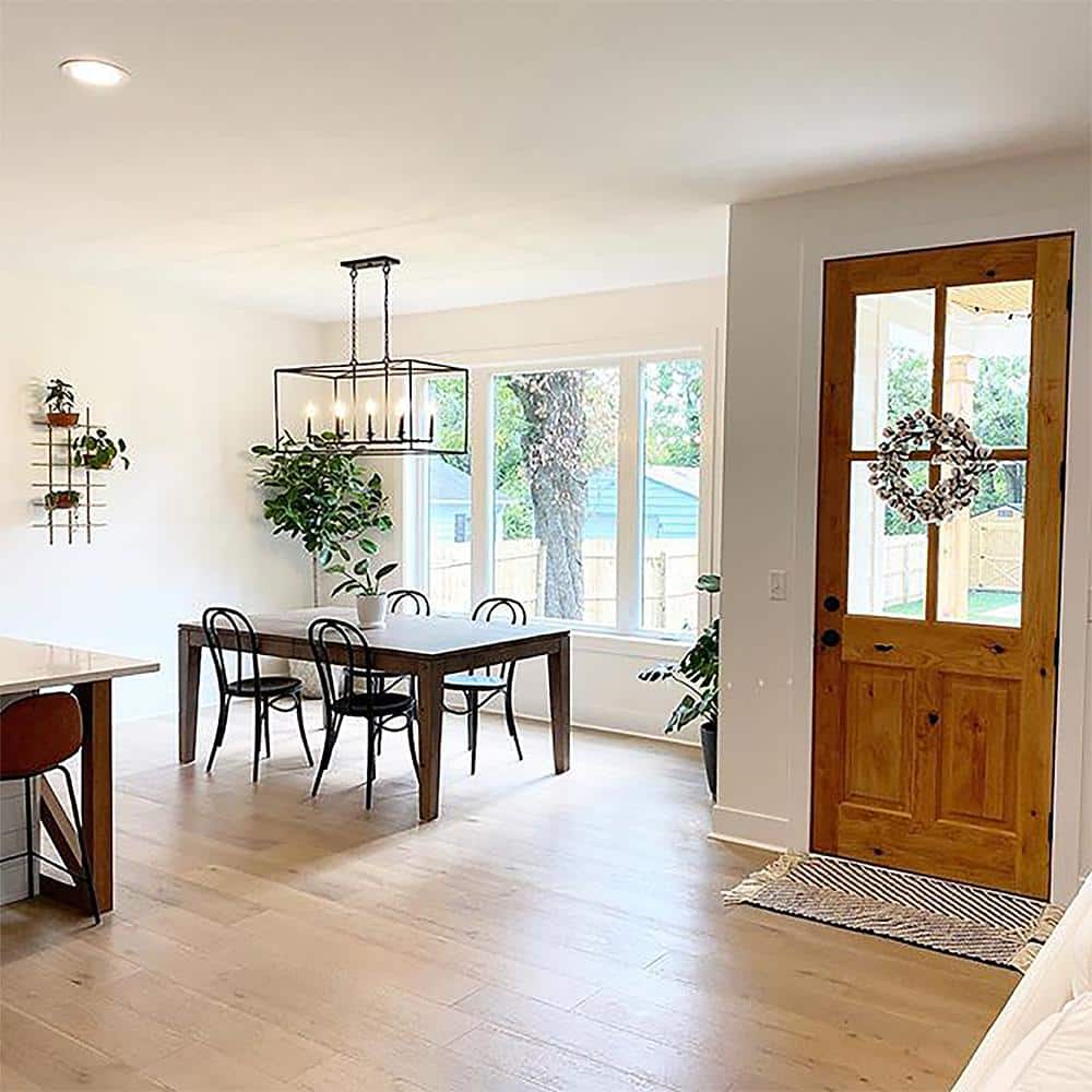 32 in. x 80 in. Knotty Alder Left Hand 4-Lite Clear Glass Unfinished Wood Prehung Front Door by Krosswood Doors