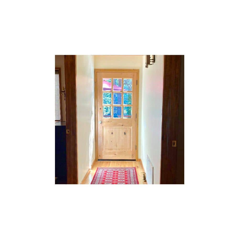36 in. x 80 in. Craftsman 9-Lite with Clear Beveled Glass Left-Hand Inswing Unfinished Knotty Alder Prehung Front Door