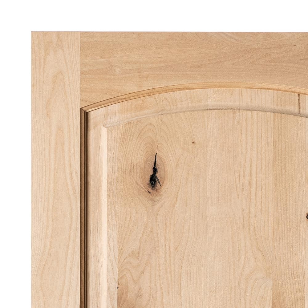 Krosswood Doors 30 in. x 80 in. Rustic Knotty Alder Top Rail Arch Left-Hand Inswing Unfinished Exterior Wood Prehung Front Door