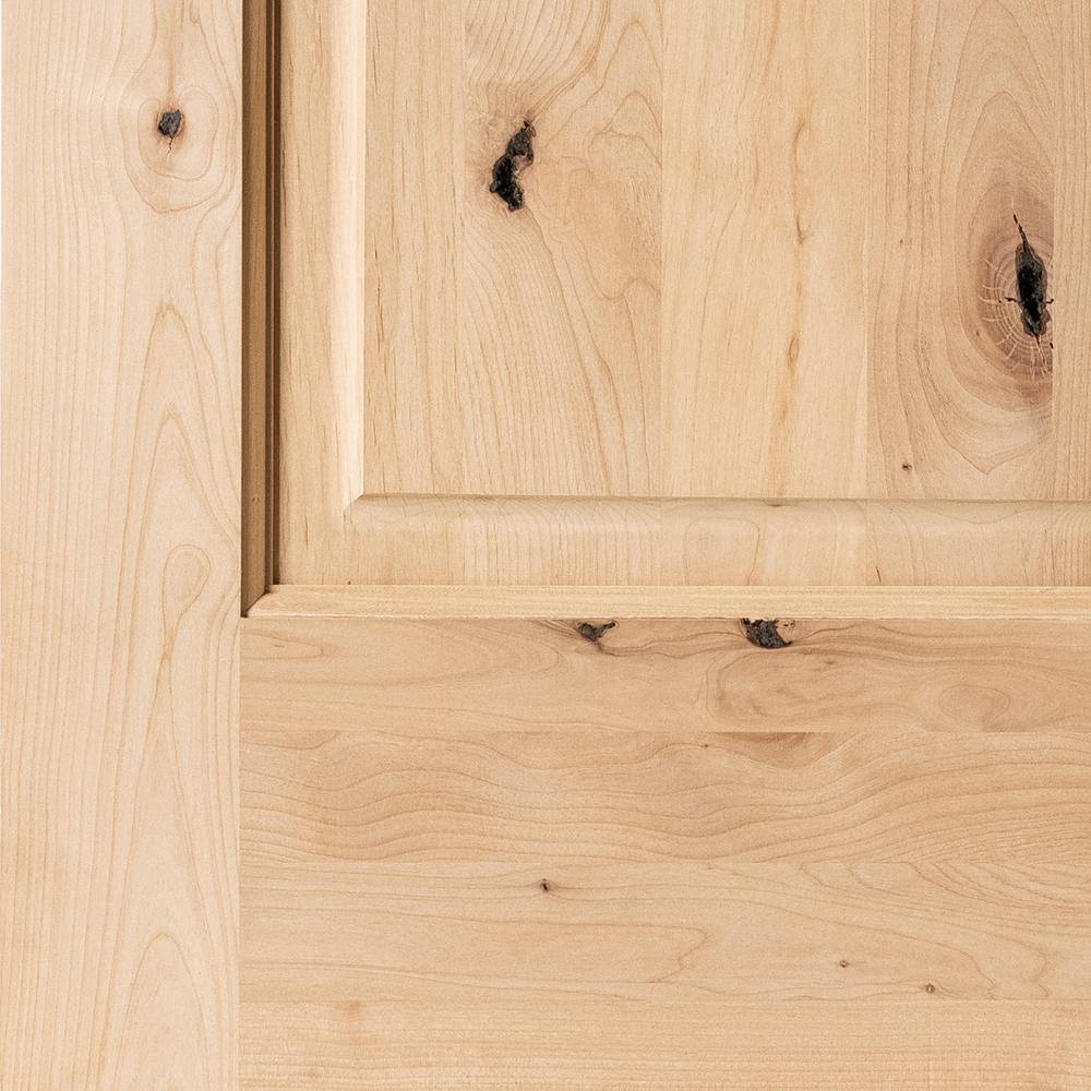 Krosswood Doors 42 in. x 80 in. Rustic Knotty Alder Top Rail Arch Left-Hand Inswing Unfinished Exterior Wood Prehung Front Door