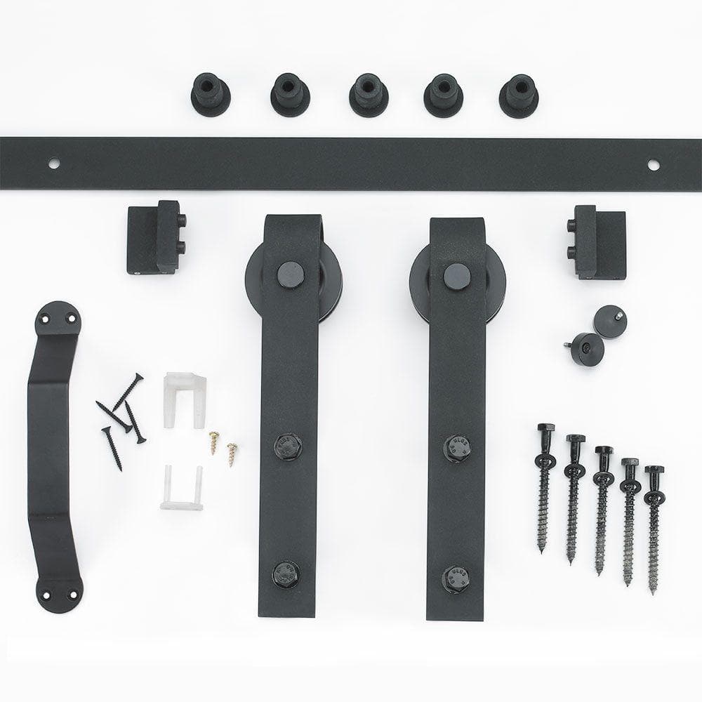Masonite 42 in. x 84 in. Z-Bar Knotty Alder Wood Interior Sliding Barn Door Slab with Hardware Kit