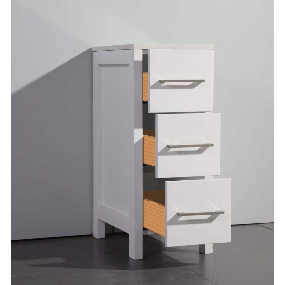 Vanity Art Ravenna 60 in. W Bathroom Vanity in White with Double Basin in White Engineered Marble Top and Mirror