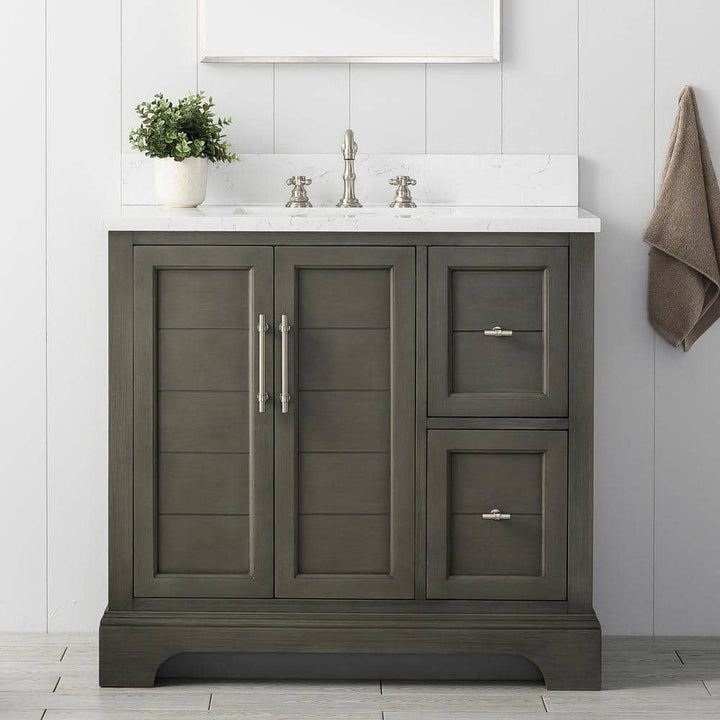 Vanity Art Chambery 36 in. W x 22 in. D x 34.5 in. H Bathroom Vanity in Silver Grey with Engineered Marble Top