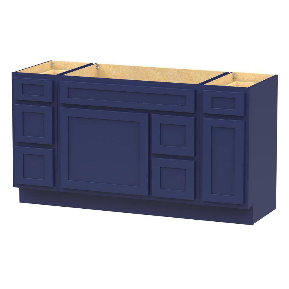 Vanity Art 60 in. W x 21 in. D x 32.5 in. H Bath Vanity Cabinet without Top in Blue