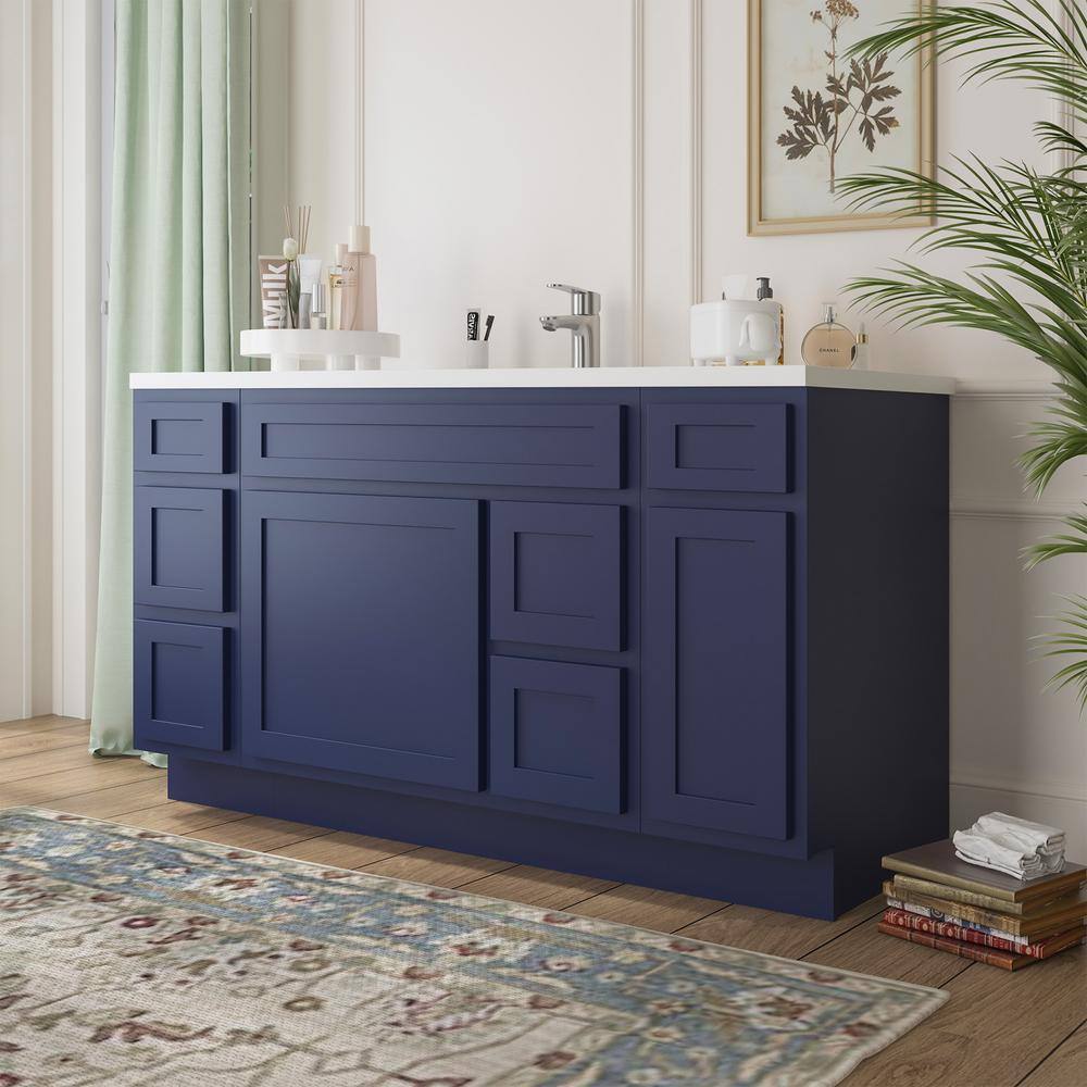 Vanity Art 60 in. W x 21 in. D x 32.5 in. H Bath Vanity Cabinet without Top in Blue