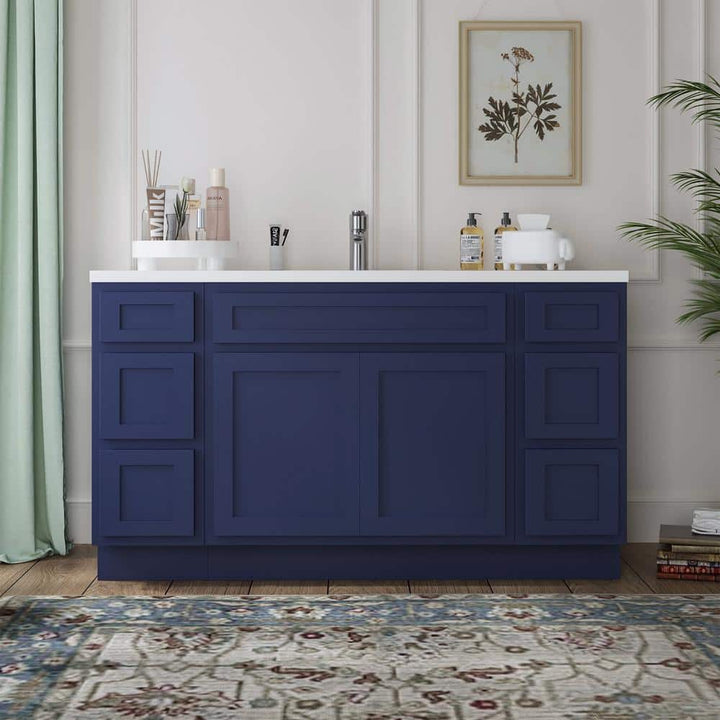 Vanity Art 60 in. W x 21 in. D x 32.5 in. H Bath Vanity Cabinet without Top in Blue