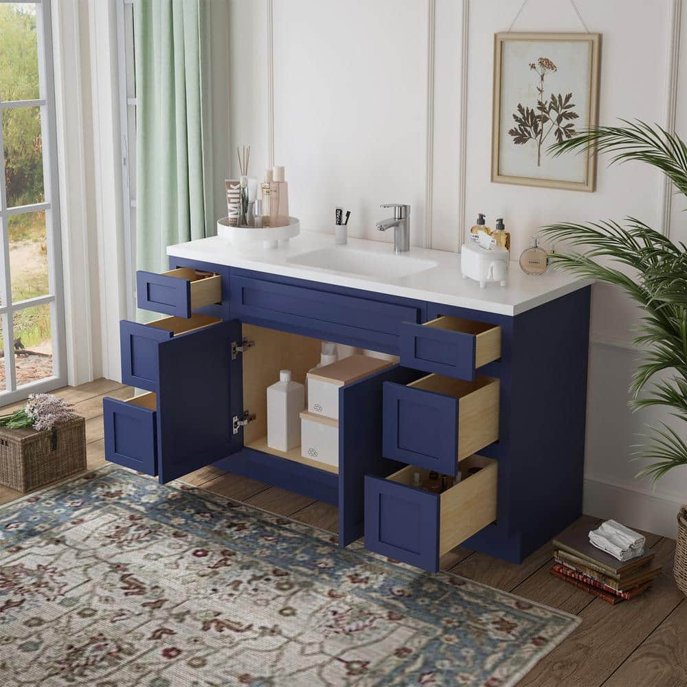 Vanity Art 60 in. W x 21 in. D x 32.5 in. H Bath Vanity Cabinet without Top in Blue