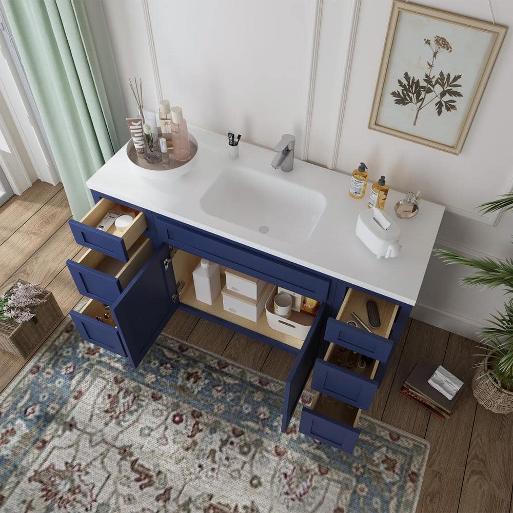 Vanity Art 60 in. W x 21 in. D x 32.5 in. H Bath Vanity Cabinet without Top in Blue