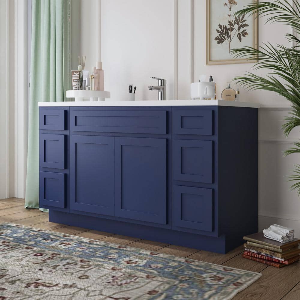 Vanity Art 60 in. W x 21 in. D x 32.5 in. H Bath Vanity Cabinet without Top in Blue