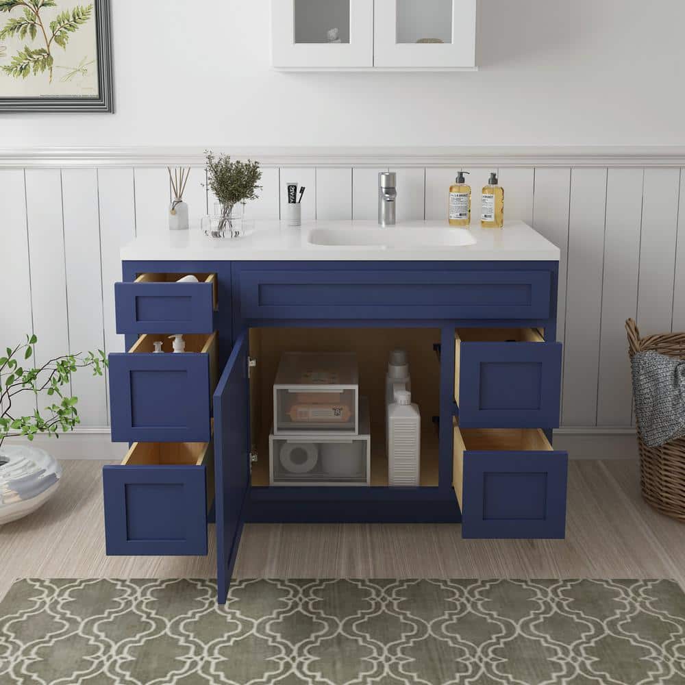 Vanity Art 48 in. W x 21 in. D x 32.5 in. H Bath Vanity Cabinet without Top in Blue