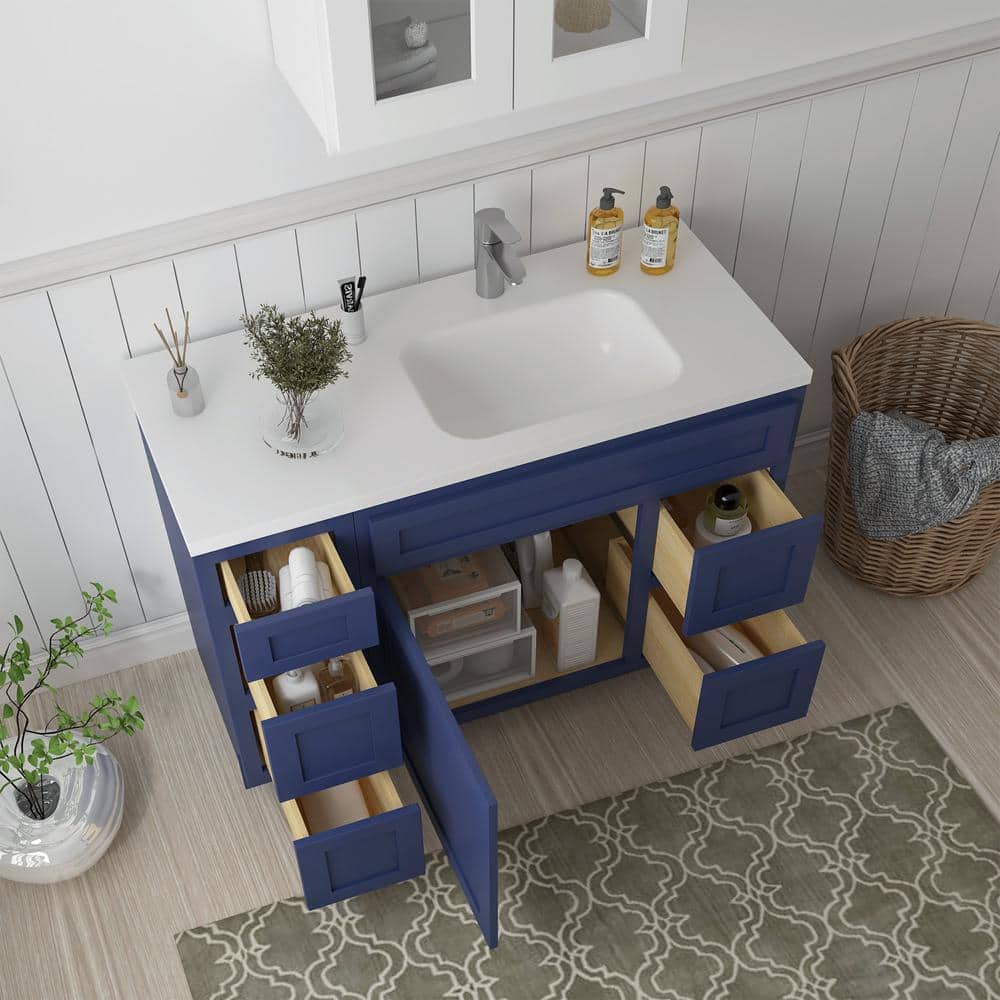 Vanity Art 48 in. W x 21 in. D x 32.5 in. H Bath Vanity Cabinet without Top in Blue