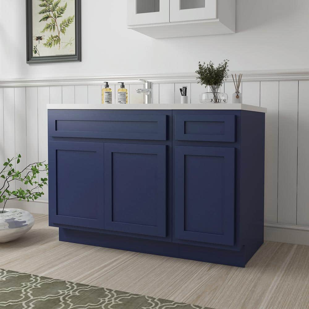 Vanity Art 45 in. W x 21 in. D x 32.5 in. H Bath Vanity Cabinet without Top in Blue