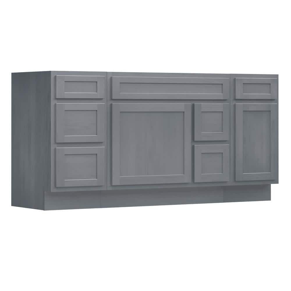 Vanity Art 66 in. W x 21 in. D x 32.5 in. H Bath Vanity Cabinet without Top in Silver