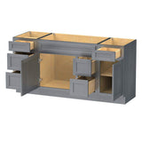 Vanity Art 66 in. W x 21 in. D x 32.5 in. H Bath Vanity Cabinet without Top in Silver