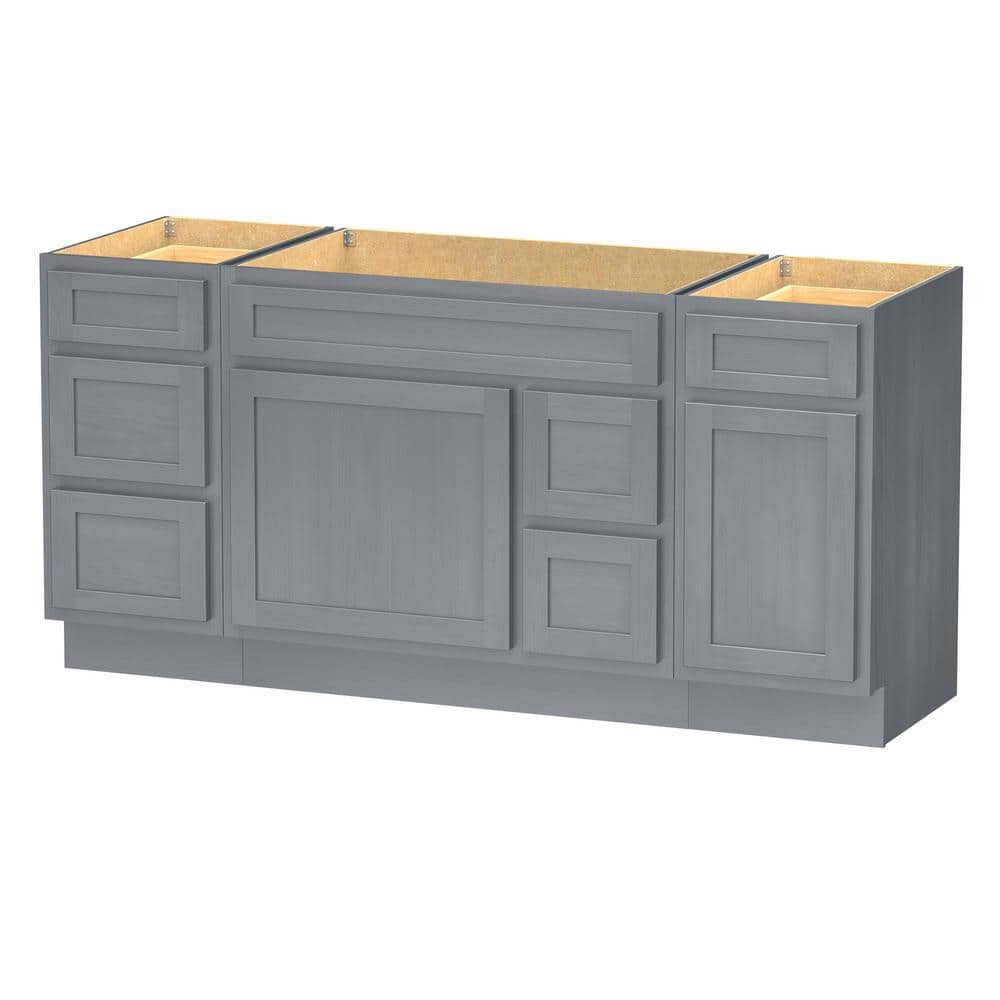 Vanity Art 66 in. W x 21 in. D x 32.5 in. H Bath Vanity Cabinet without Top in Silver