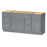 Vanity Art 66 in. W x 21 in. D x 32.5 in. H Bath Vanity Cabinet without Top in Silver