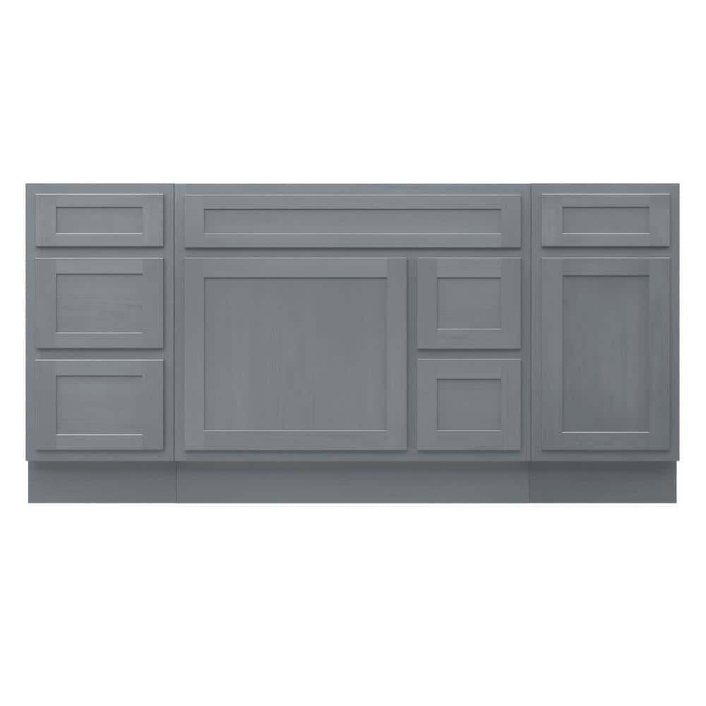 Vanity Art 66 in. W x 21 in. D x 32.5 in. H Bath Vanity Cabinet without Top in Silver