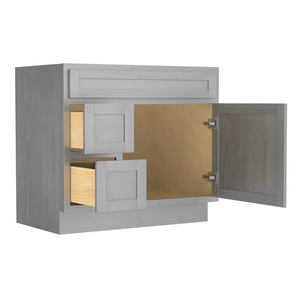 Vanity Art 36 in. W x 21 in. D x 32.5 in. H 2-Left Drawers Bath Vanity Cabinet without Top in Silver