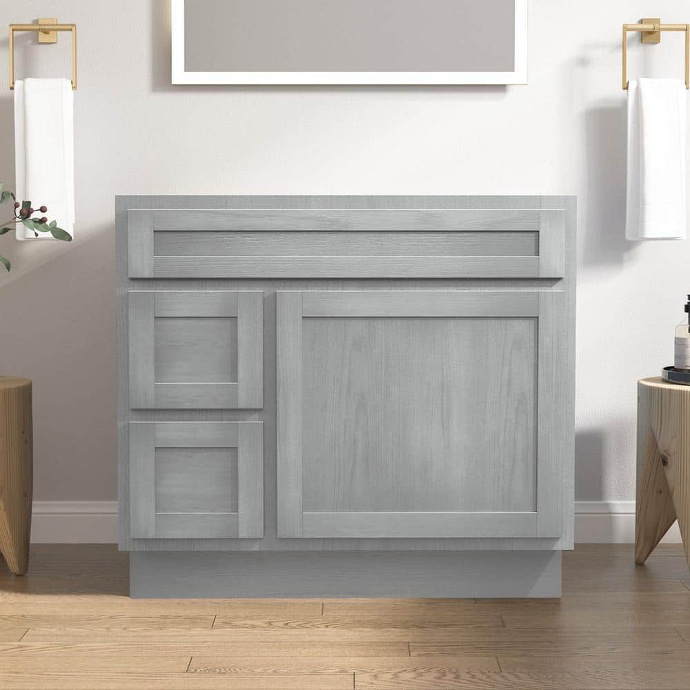 Vanity Art 36 in. W x 21 in. D x 32.5 in. H 2-Left Drawers Bath Vanity Cabinet without Top in Silver