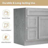 Vanity Art 36 in. W x 21 in. D x 32.5 in. H 2-Left Drawers Bath Vanity Cabinet without Top in Silver