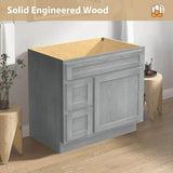Vanity Art 36 in. W x 21 in. D x 32.5 in. H 2-Left Drawers Bath Vanity Cabinet without Top in Silver