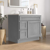 Vanity Art 36 in. W x 21 in. D x 32.5 in. H 2-Left Drawers Bath Vanity Cabinet without Top in Silver