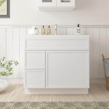 Vanity Art 36 in. W x 21 in. D x 32.5 in. H 2-Left-Drawers Bath Vanity Cabinet without Top in White