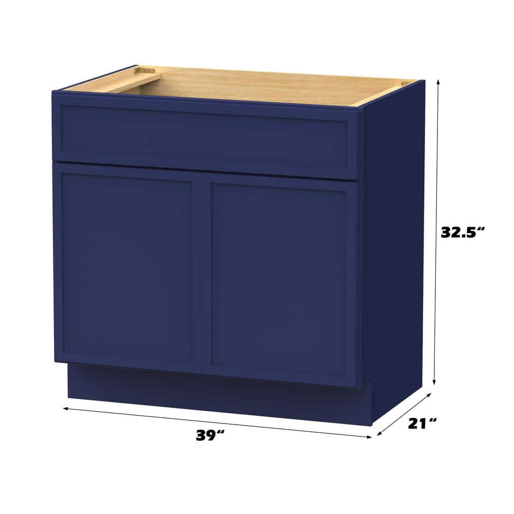 Vanity Art 39 in. W. x 21 in. D x 32.5 in. H 2-Doors Bath Vanity Cabinet without Top in Blue