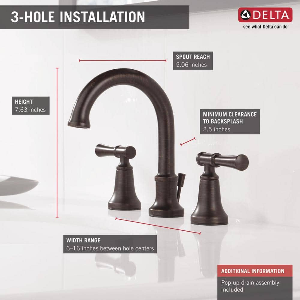 Delta Chamberlain 8 in. Widespread 2-Handle Bathroom Faucet in Venetian Bronze