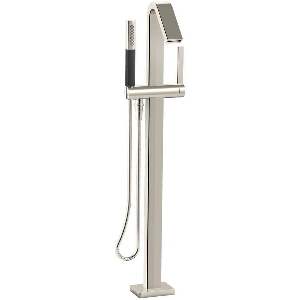 A single green leaf against a white background.