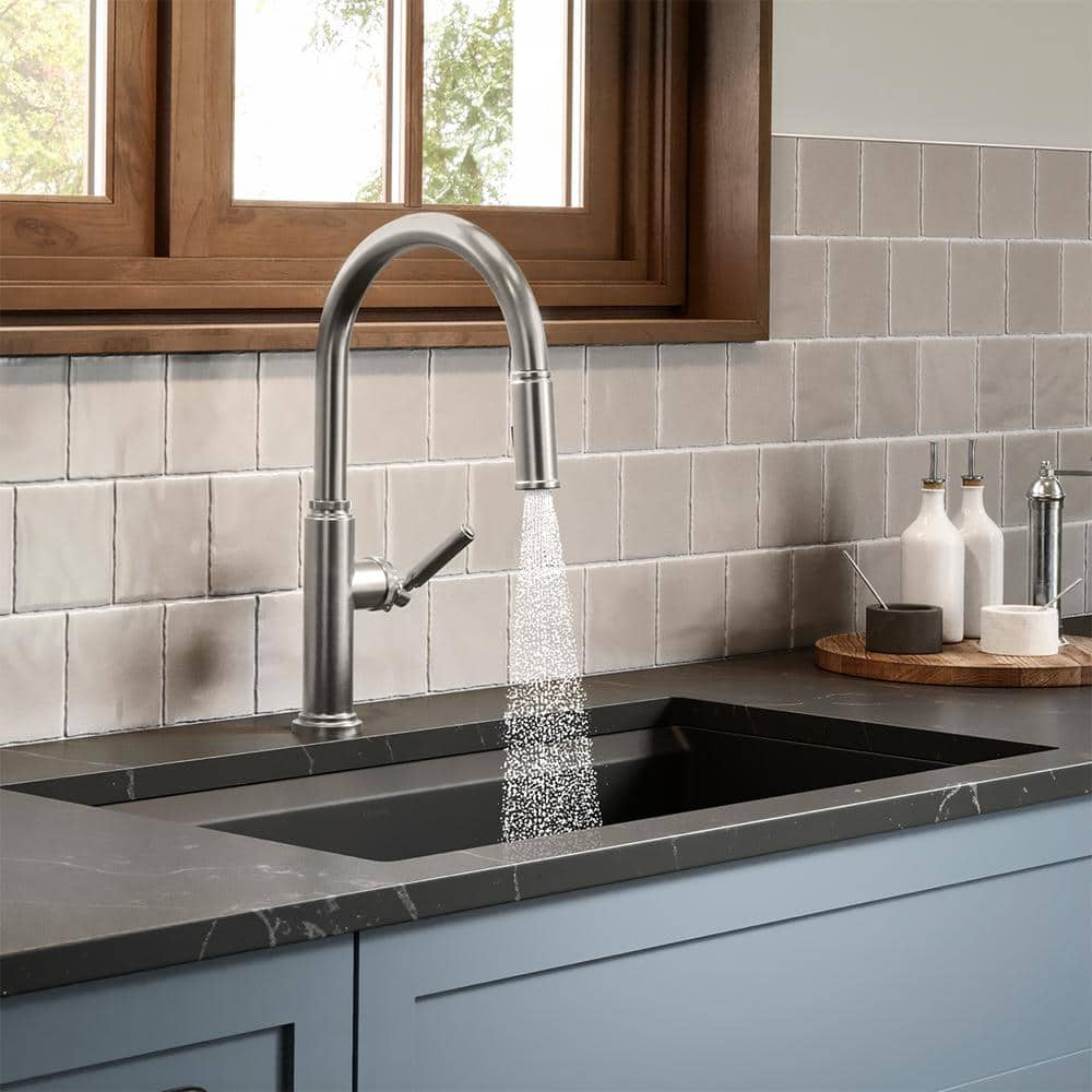 Kohler Capilano R21070-SD-VS Pull-Down Bridge Kitchen Faucet – Vibrant Stainless