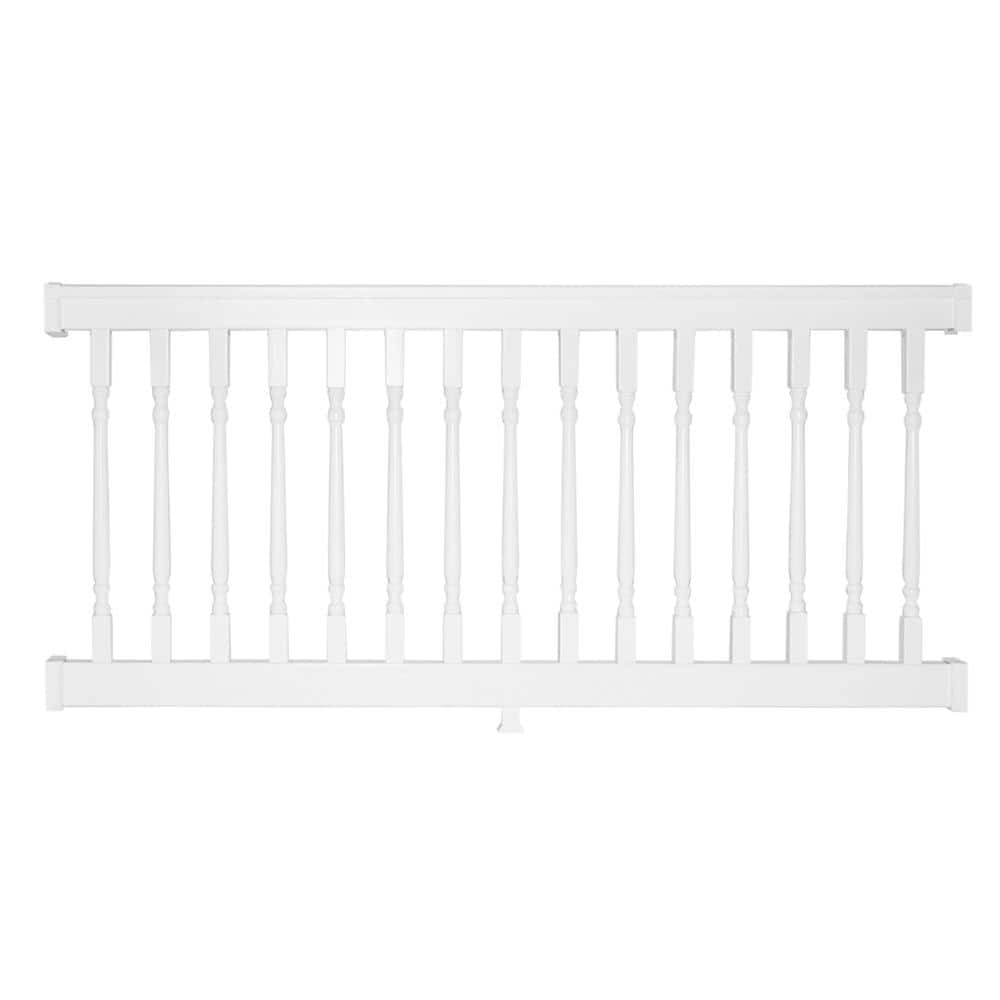 Weatherables Delray 3 ft. H x 8 ft. W Vinyl White Railing Kit with Col ...
