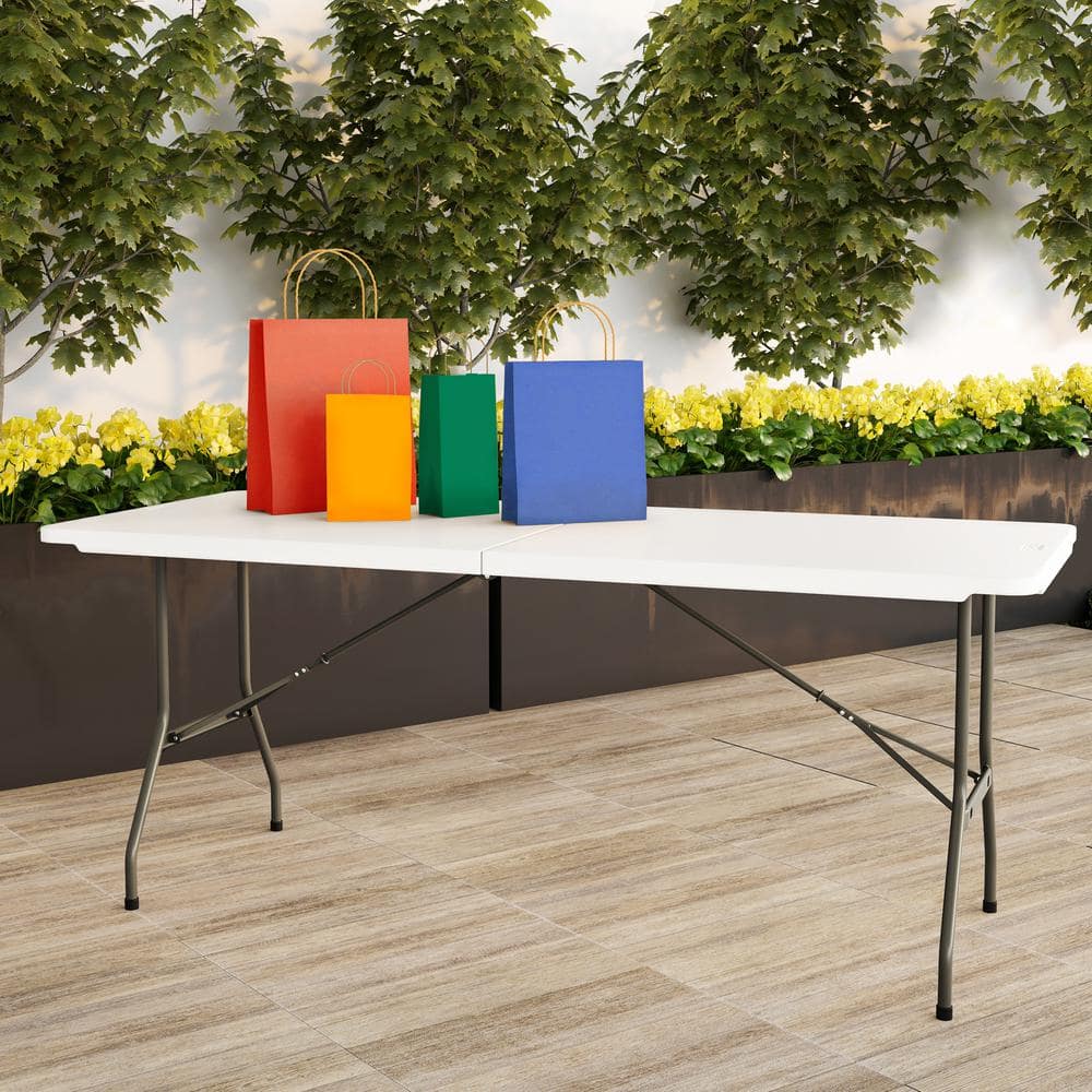 Lavish Home 6 ft. Folding Utility Table with Plastic Tabletop – Super Arbor