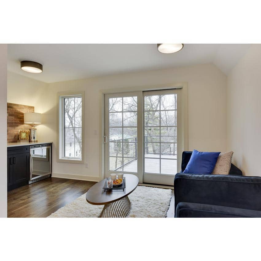 71-1/4 in. x 79-1/2 in. 400 Series White Left-Hand Frenchwood Gliding Patio Door with Pine Int and Satin Nickel Hardware