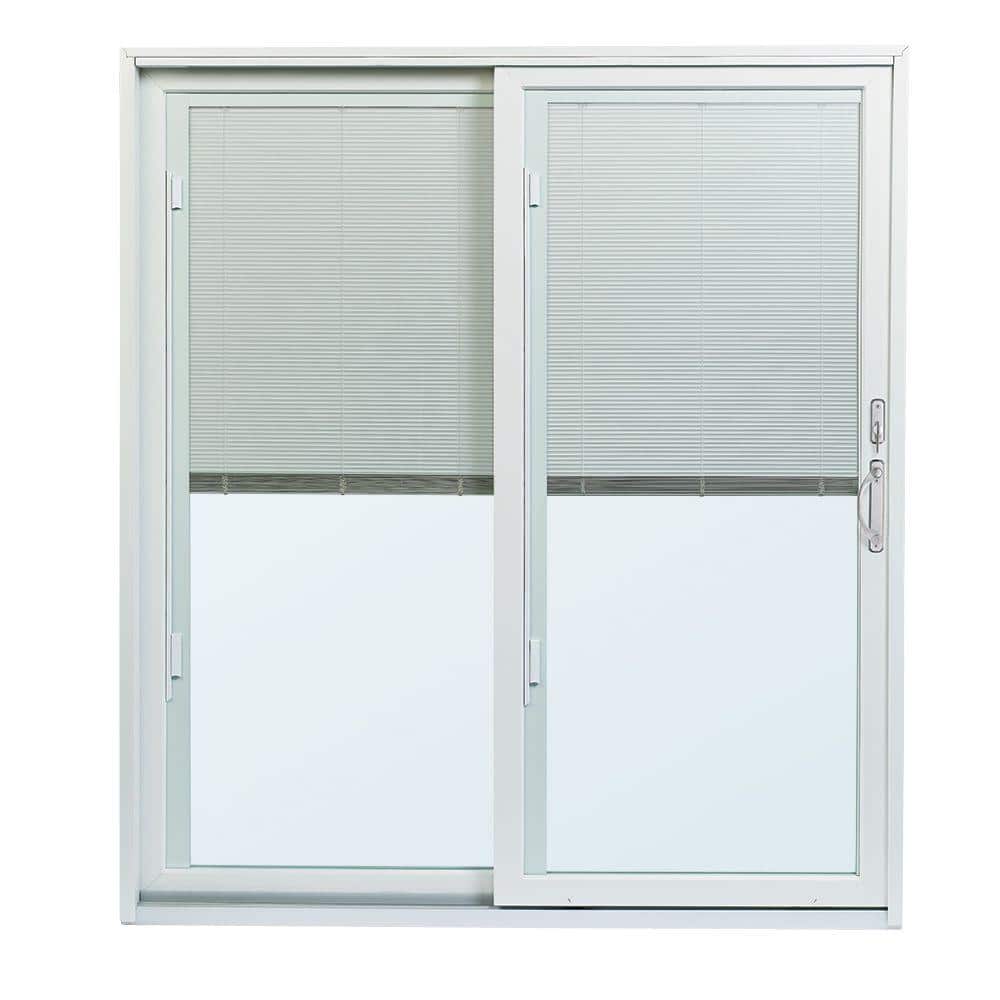 70-1/2 in. x 79-1/2 in. 200 Series White Left-Hand Perma-Shield Gliding Patio Door w/ White Int, Blinds and Nickel Hdw