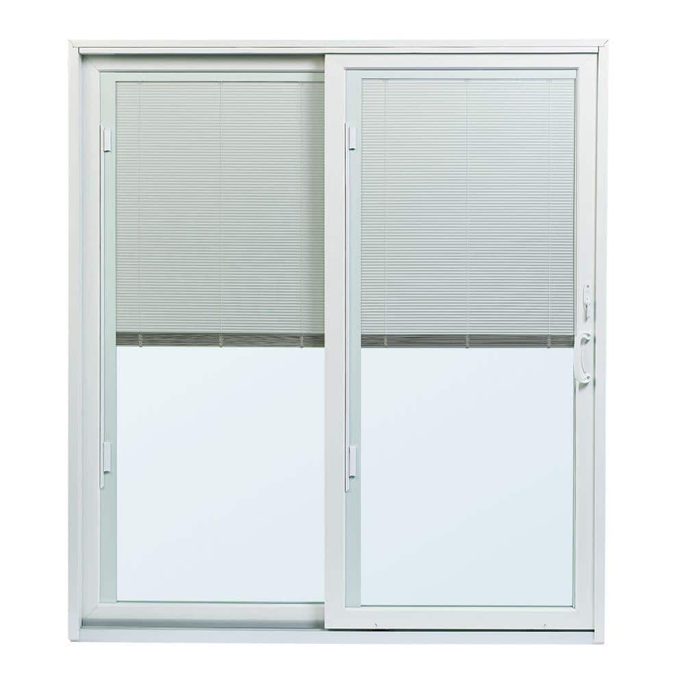 70-1/2 in. x 79-1/2 in. 200 Series White Left-Hand Perma-Shield Gliding Patio Door with White Int, Blinds and White Hdw
