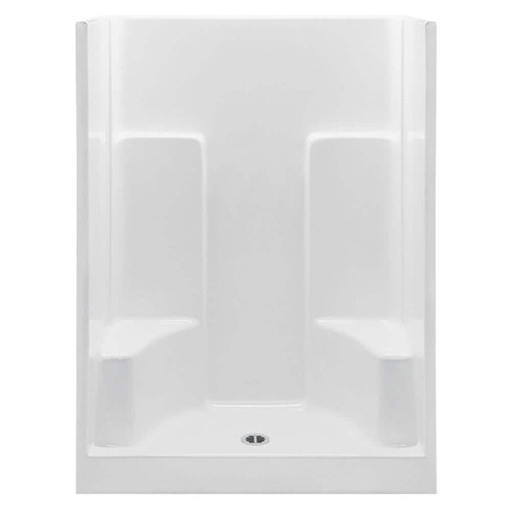 Everyday 54 in. x 35 in. x 72 in. 1-Piece Shower Stall with 2 Seats and Center Drain in White