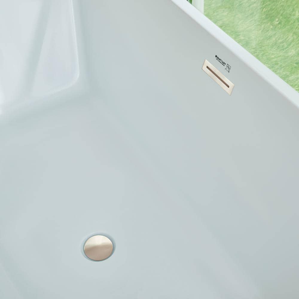Vanity Art Talence 59 in. Acrylic Flatbottom Freestanding Bathtub in White/Brushed Nickel