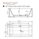 Vanity Art Talence 59 in. Acrylic Flatbottom Freestanding Bathtub in White/Brushed Nickel