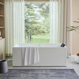 Vanity Art Talence 59 in. Acrylic Flatbottom Freestanding Bathtub in White/Brushed Nickel