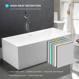 Vanity Art Talence 59 in. Acrylic Flatbottom Freestanding Bathtub in White/Brushed Nickel
