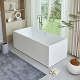 Vanity Art Talence 59 in. Acrylic Flatbottom Freestanding Bathtub in White/Brushed Nickel